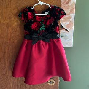Girls 3T velvet and satin dress with matching headband